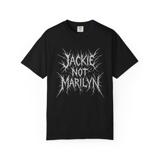 Jackie Not Marilyn Black Metal Band Tee — Gothic Logo Graphic T‑Shirt