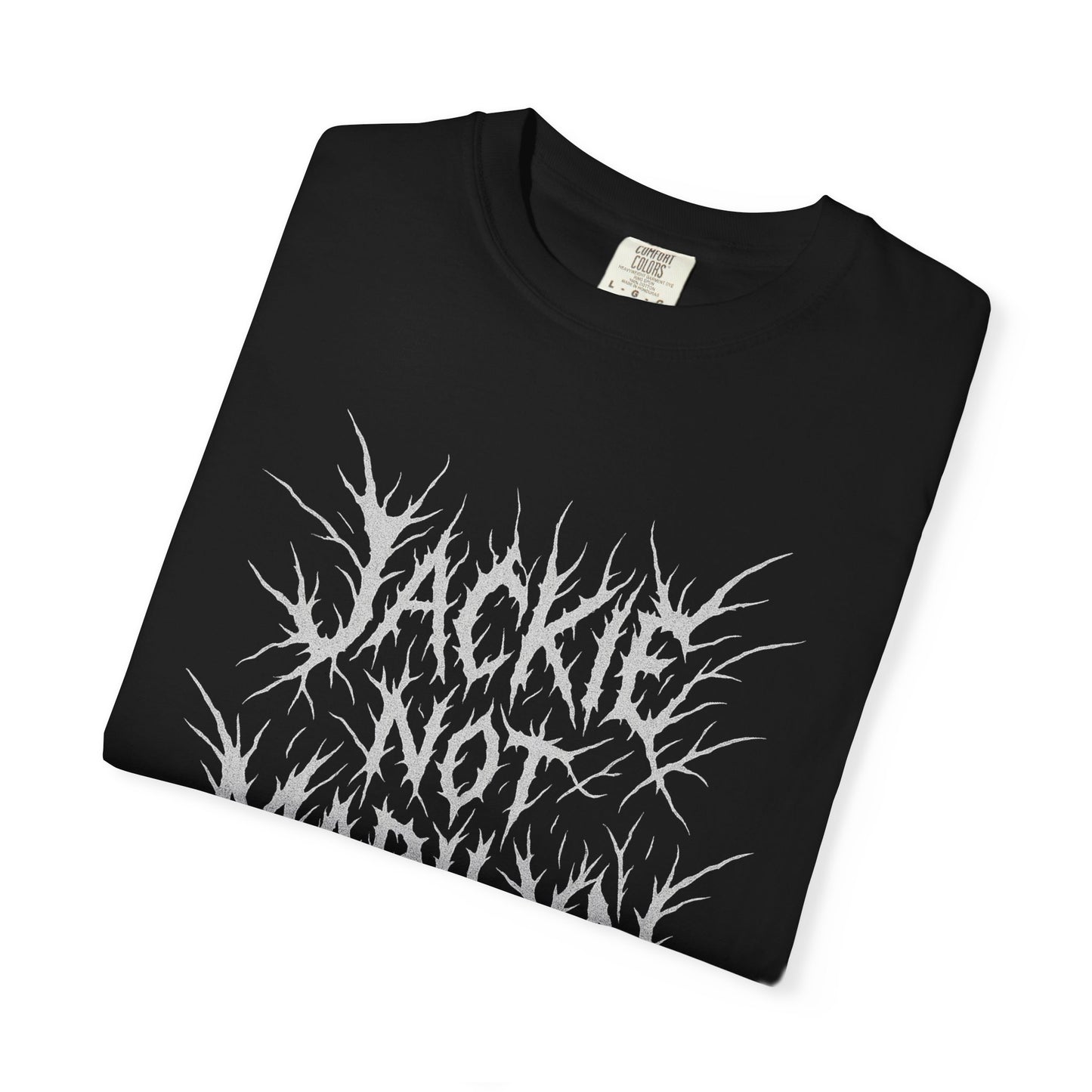 Jackie Not Marilyn Black Metal Band Tee — Gothic Logo Graphic T‑Shirt